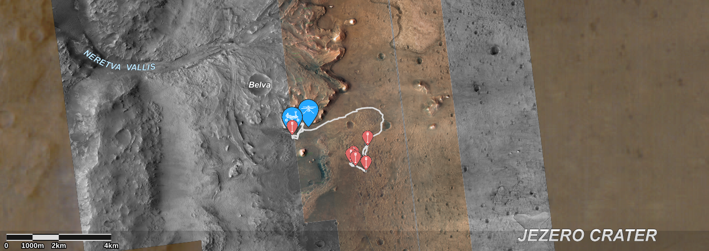 Mapa de Marte con el perseverance