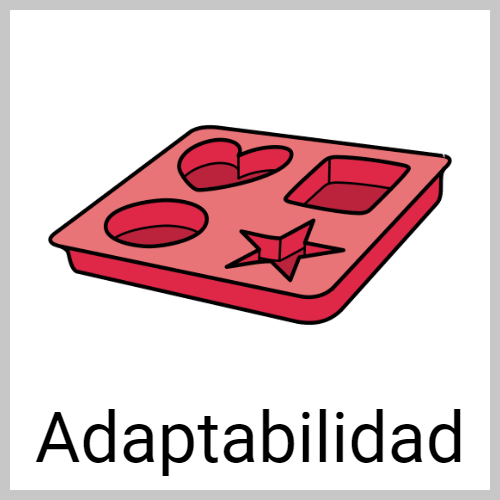 En la imagen puede verse un molde que contiene diferentes formas. Simboliza la adaptabilidad.