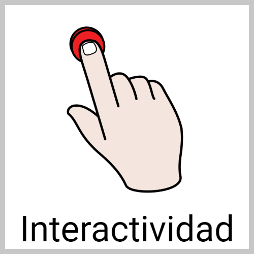 En la imagen puede verse una persona pulsando un botón. Simboliza la interactividad del REA.